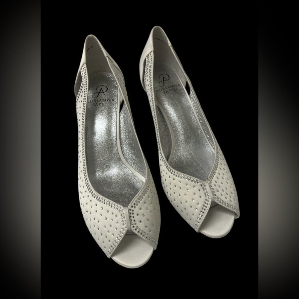 Adrianna Papell Ivory Peep-Toe Studded Heels